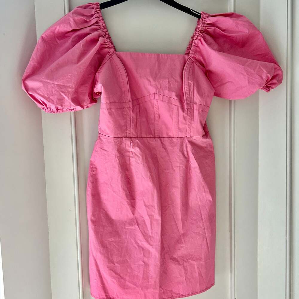 ASOS Dress Pink Puff Sleeve Mini Dress